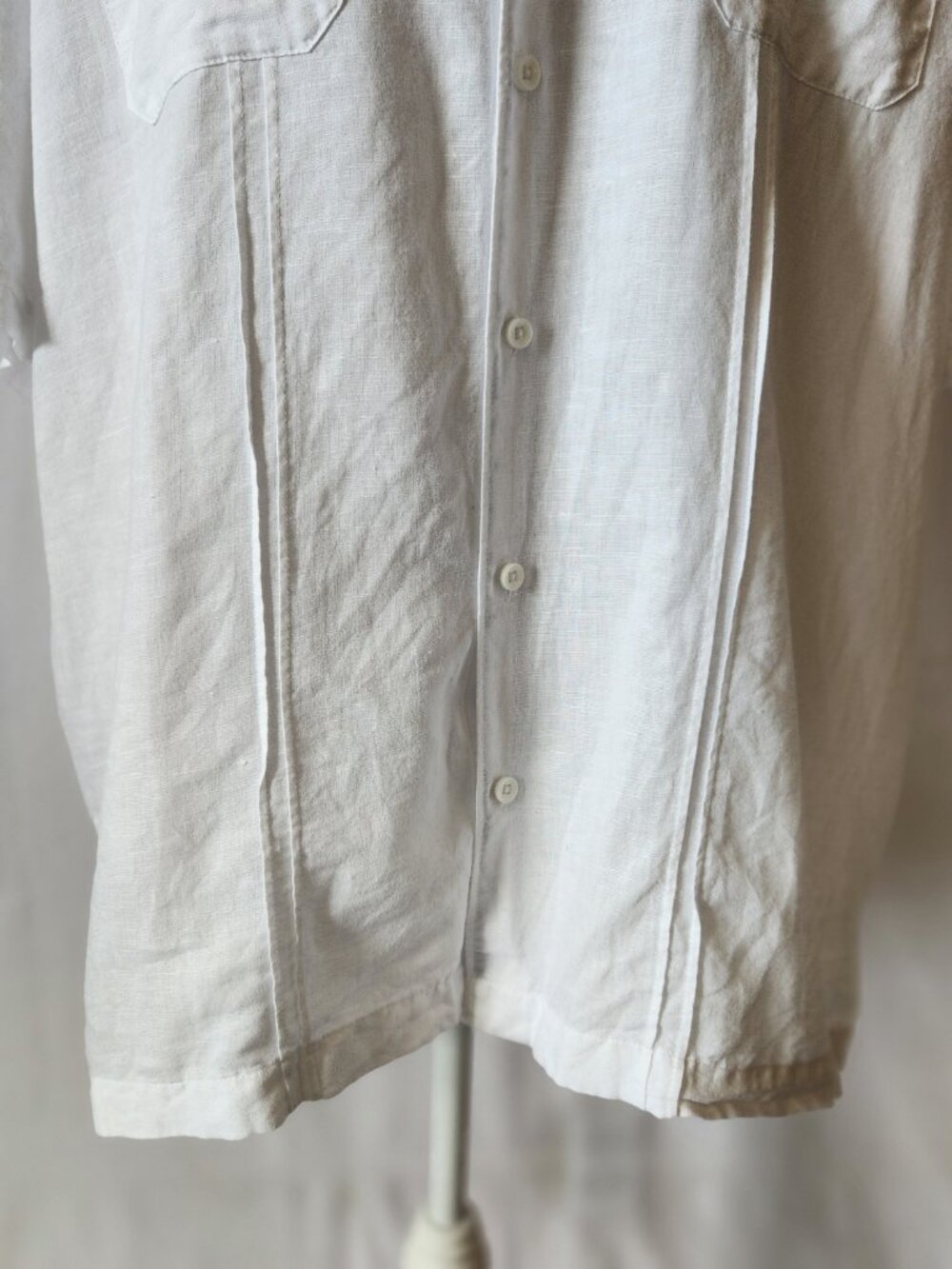Cafe Luna Shirt Men's XL White Linen Blend Button Up Short Sleeve - Picture 4 of 16